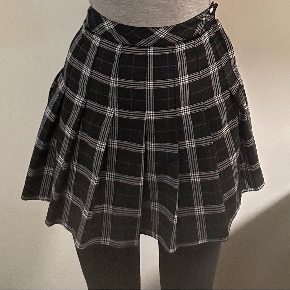 Black and White Plaid Women's Skirt